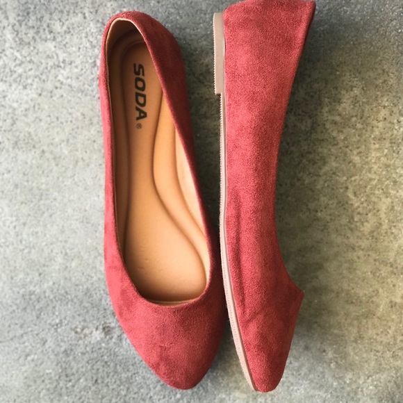 1 Left Soda Rust Brown Almond Toe Ballerina FLATS - Picture 6 of 8